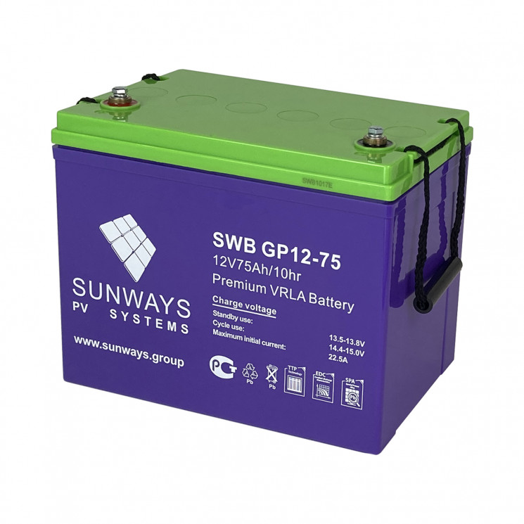 Аккумуляторная батарея SUNWAYS GP 12-75 купить в Хабаровске